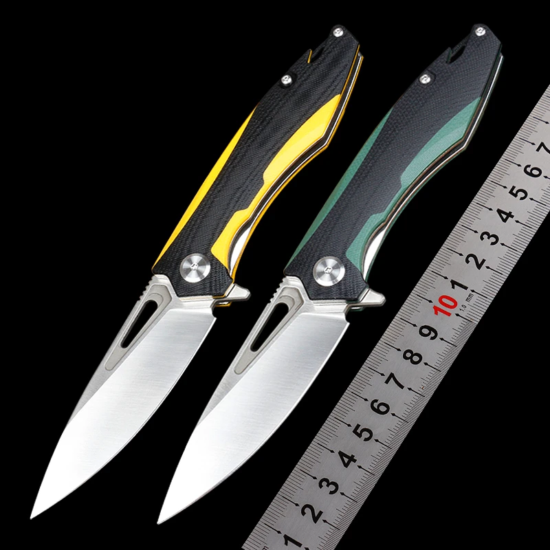 

Free Wolf FW06 D2 EDC Folding Knife G10 Handle Ball Bearing Flipper Utility Sharp Outdoor Camping Hiking Hunting Pocket Knife