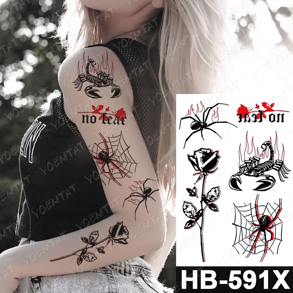 Autoadesivo del tatuaggio temporaneo impermeabile cuore coltello pistola angelo vecchia scuola Flash tatuaggi labbra ragno Body Art braccio