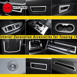 304 SS Car Styling Interior Decoration Trim for Touareg 19-21 Air Vent Gear Shift Window Switch Cup Cover Frame Sticker Accessor