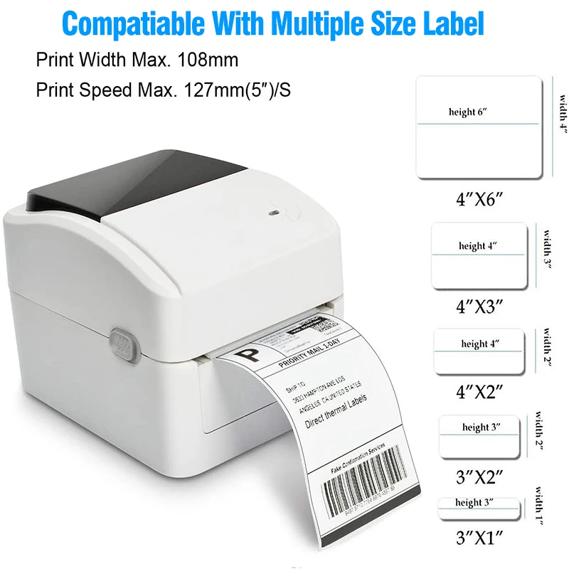 XP-420 4 Inch Thermal Shipping Label Printer 25-115mm Barcode Sticker Print Machine with Usb Bluetooth Paper Room Windows Mac