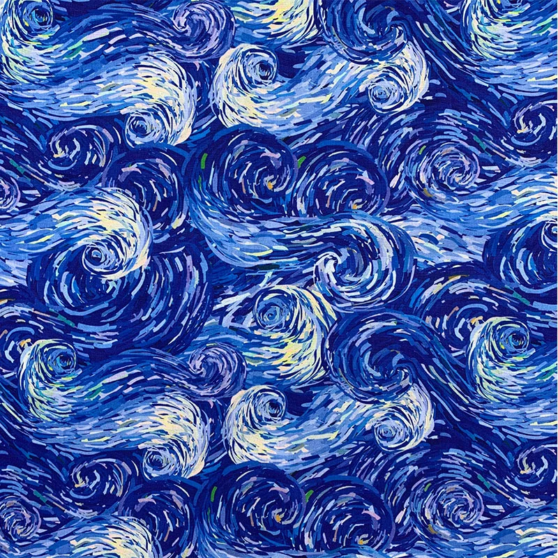 Beautiful,100% Cotton Fabric,Blue Bottom Sea wave Pattern Fabric,Digital Print,Sewing Material DIY Home Pillow/Dress/Clothing