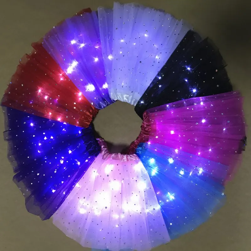 LED Glowing Light Kids Girls Princess Tutu skirts Children Cloth Wedding Party Dancing miniskirt Costume cosplay led clothing 2