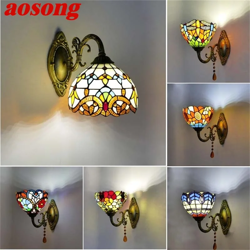 

AOSONG Tiffany Wall Lights Sconces Contemporary LED Lamp Indoor Fixture For Home Bedroom Living Room