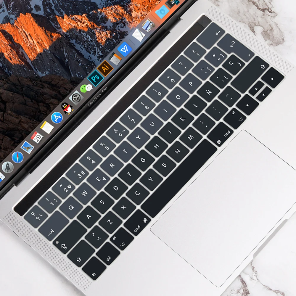 EU Spanish Version Keyboard Cover Skin Protector For MacBook Pro 13 15 Inch Touch Bar A2159 A1989 A1706 A1707 A1990 2016-2019