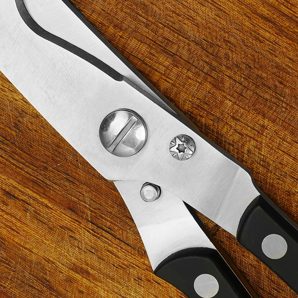 WAK Kitchen Power Scissors for Fish Meat Cutting Stainless Steel Shear Chicken Bone Scissors Black Handle Scissors Festival Gift