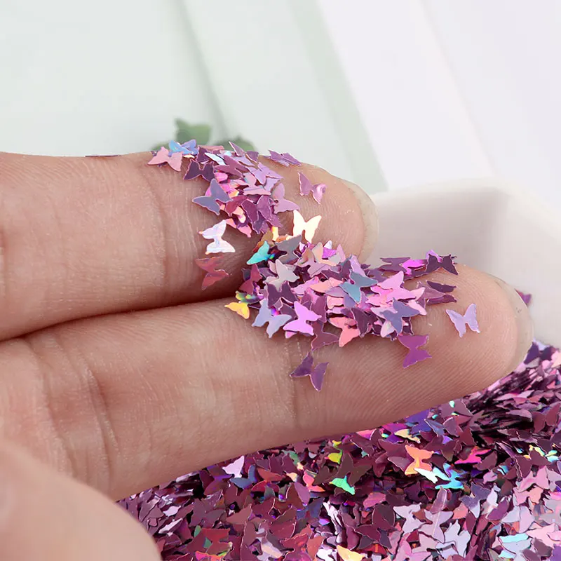 Paillettes papillon ultra fines de 4mm pour les ongles, matériel de manucure à faire soi-même, respectueux de l'environnement, l'horloge, N64.art, 10g