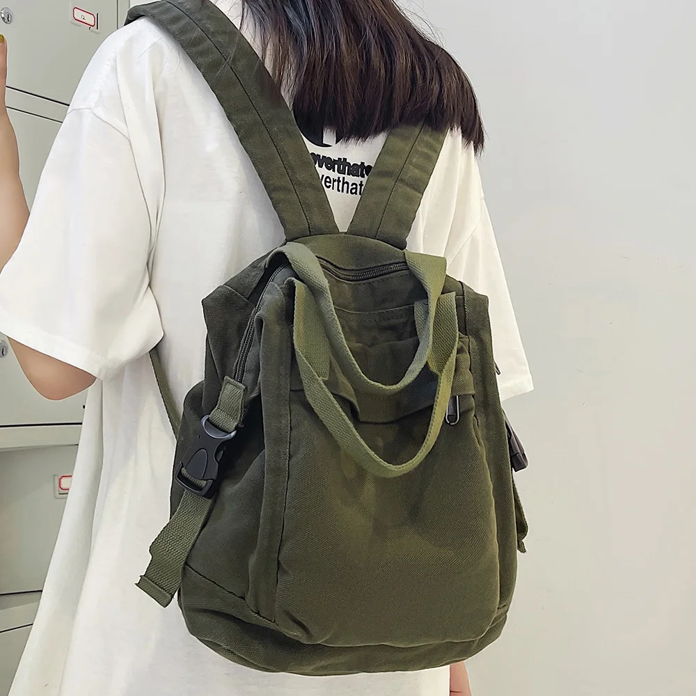 2022 Ladies Laptop Backpack Vintage Canvas Bag Female Kawaii Fashion New Girl Fabric School Bag College Student Backpack Travel