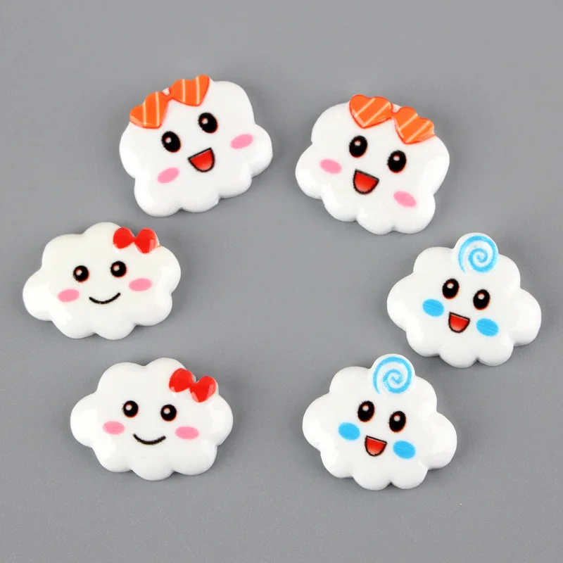 10pcs Addition Resin Charms for Slime Supplies Filler DIY Polymer Cute Smiley Cloud Accessories Toy