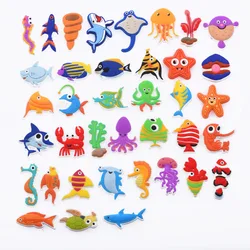 Hot Selling 1 Pcs Shoes Charms Cartoon Seafood PVC Decorations Fish Starfish Seahorse Octopus Bracelet Sharks Accessories