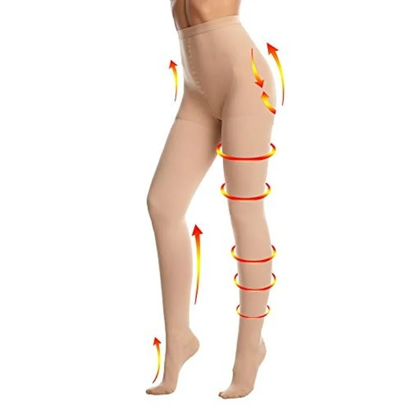 Women 30-40mmHg Medical Varicose Veins Stockings Pantyhose Firm Waist High Support Compression Tights Anti Fatigue Travel