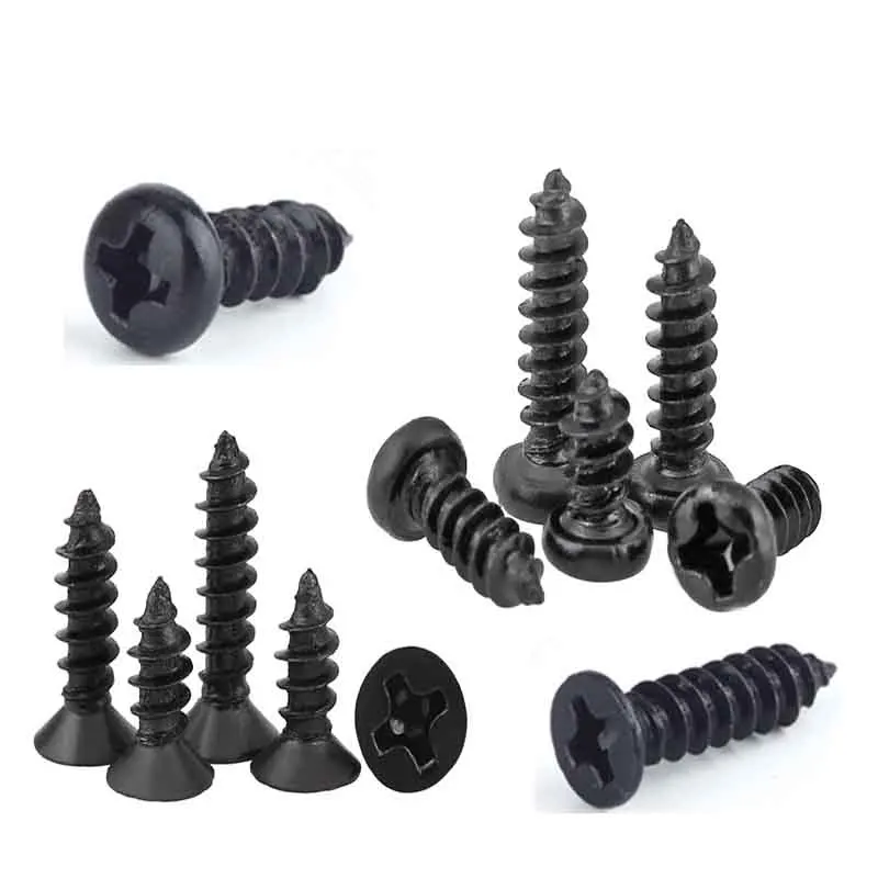 100 pezzi M1.4M1.7M2M2.5M2.6M3M3.5M4 Mini Micro vite autofilettante in acciaio nero piccola Phillips testa piatta croce testa tonda