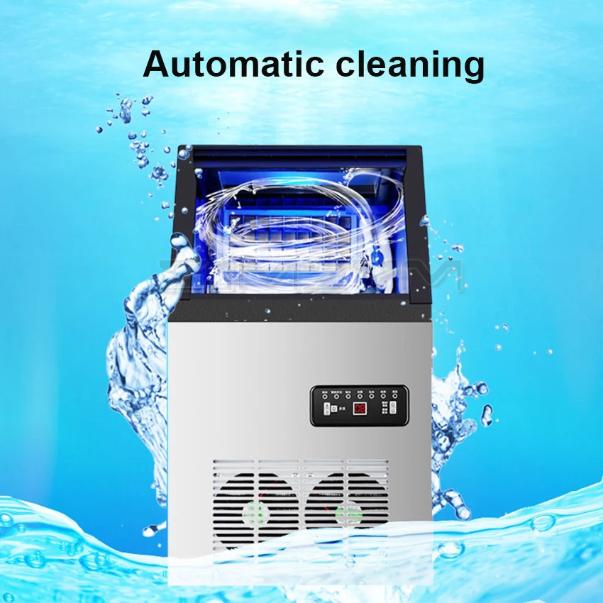 80KG/24H Thương Mại Nhỏ Làm Đá Máy 66 Băng Lưới Inox Gia Đình Tự Động Vuông Kem máy Làm Trà Sữa Shop