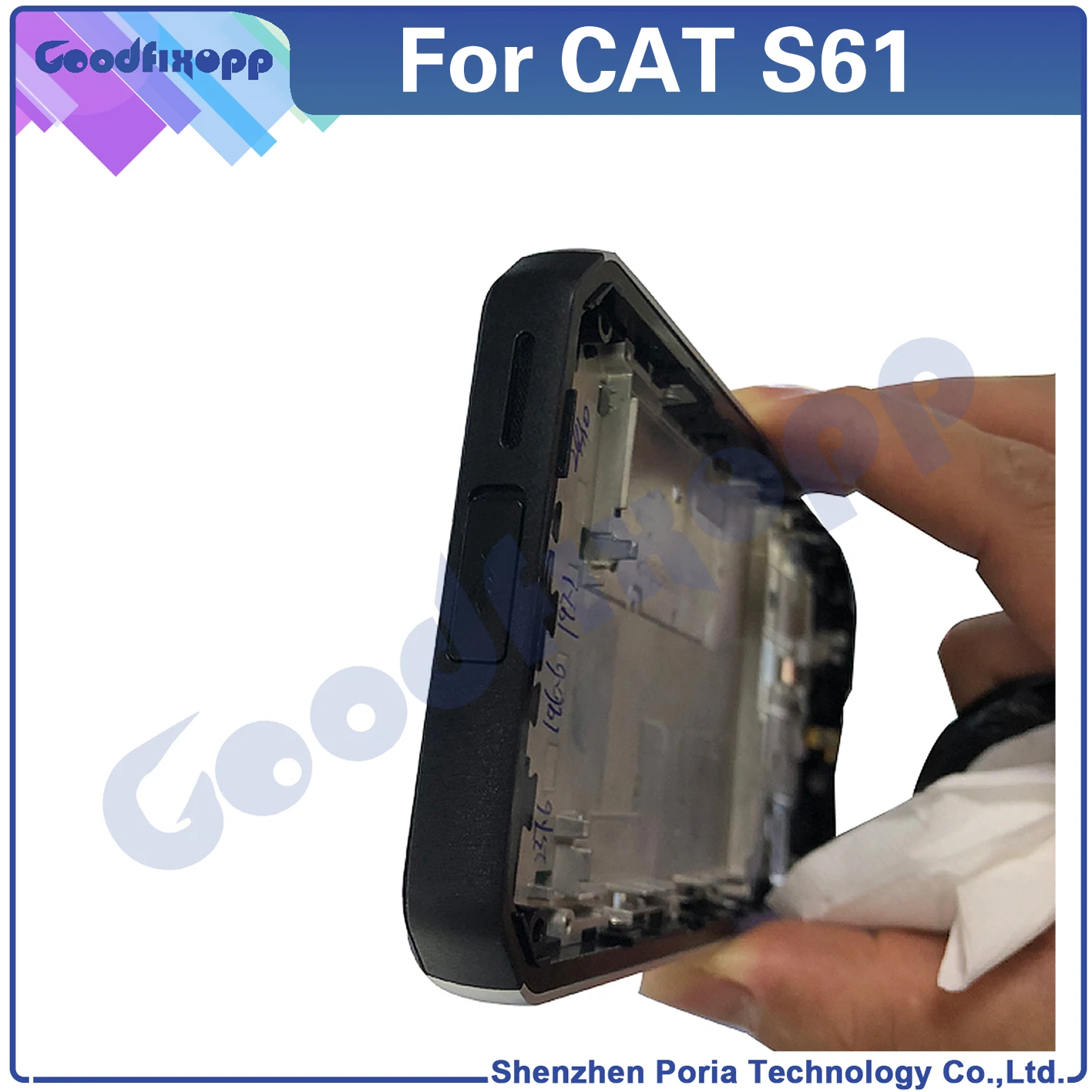 For CAT S61 Front Frame Middle Frame LCD Frame With Sim Card Slot Tray+Side Buttons Parts Replacement