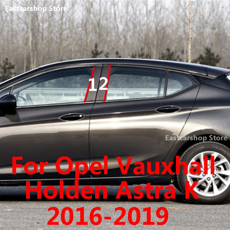 For Opel Astra K Vauxhall Holden Car B C Pillar Middle Central Column PC Window Decoration Black Sticker Accessories 2016-2019