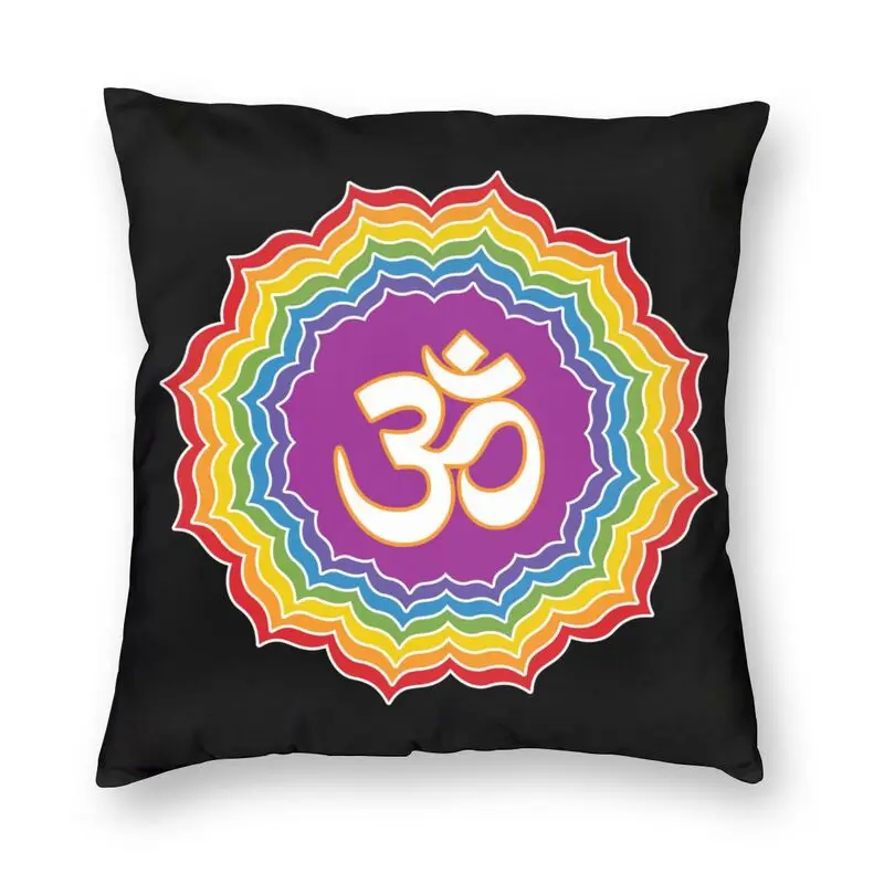 Seven Chakras Colors Sofa Cushion Cover Buddha Mandala Flower Square Throw Pillow Case For Car Pillowcase Home Decoration