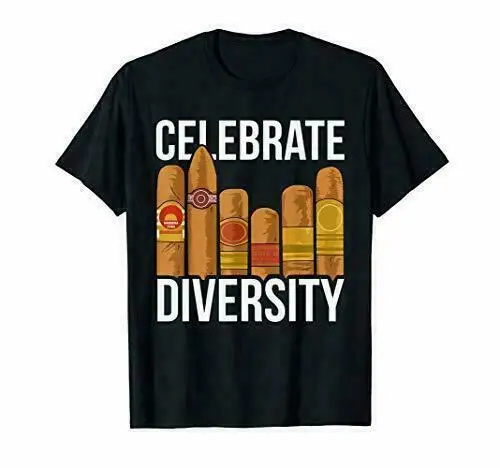 Cigar Shirts For Men Celebrate Diversity Cigars Whiskey Black Cotton T-Shirt