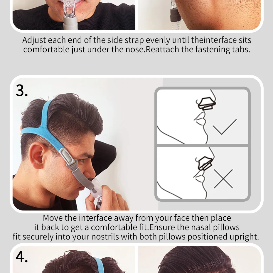 BMC CPAP Nasal Pillow Mask With 3 Size Cushions Adjustable Strap And Small Tubing For Sleep Apnea Stop Snoring Solution Freeship