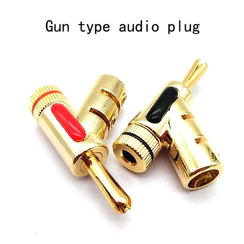 

8PCS Gold Plated Gun Type Speaker Cable Plug Locking Banana Plug Connector HIFI Jack Audio Adapter