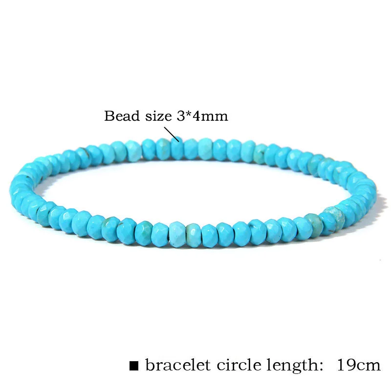 Women Bracelet Fashion 3x4mm Small Faceted Beads Bracelet Natural Stone Quartz Crystal Beaded Bracelet Men Jewelry Yoga Gifts