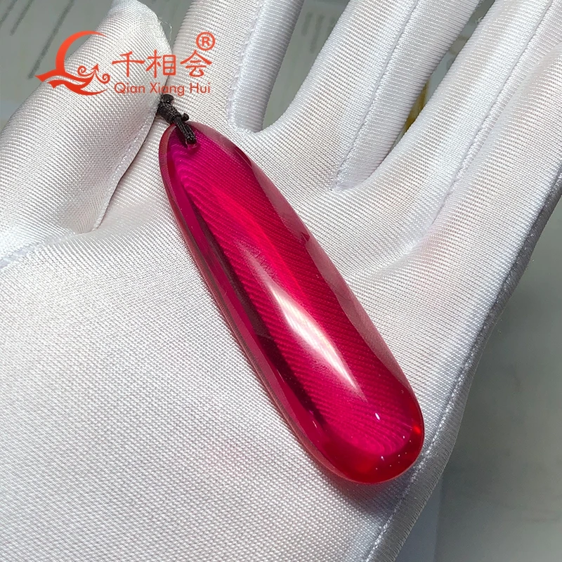 170ct 19*80mm big size water-drop artifical lab created  red  ruby  pendant necklace jewelry