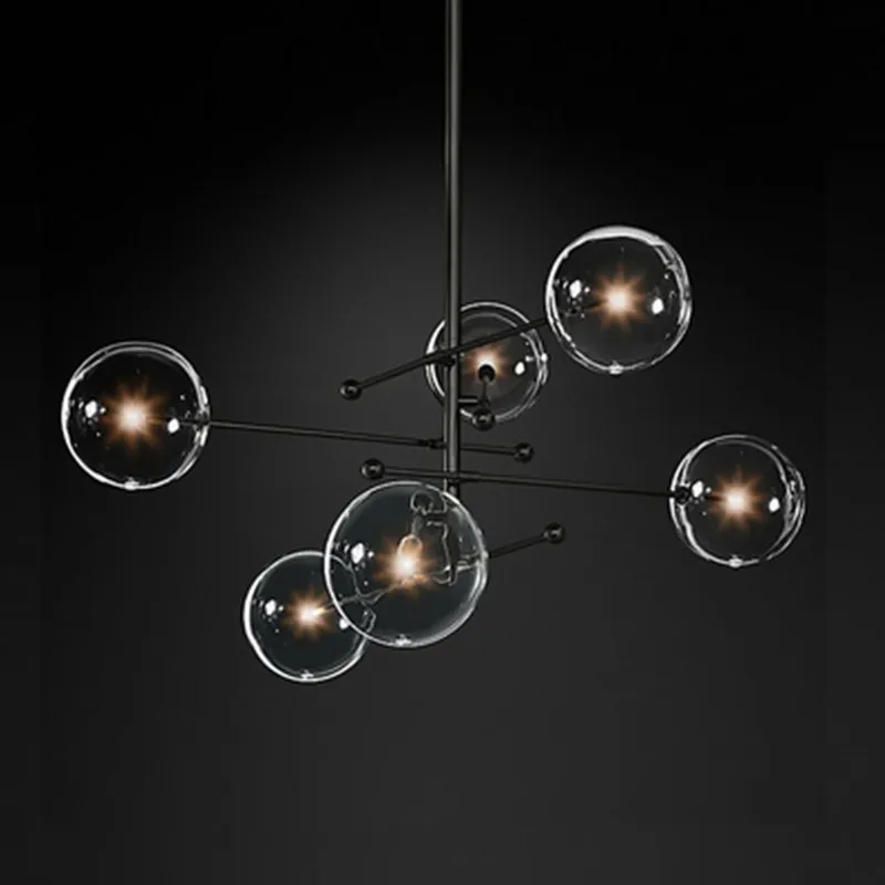 

Glass bubble chandelier Lamp For Kitchen Dining room Shopping mall Bar Italian Designer Chandelier Black Rose Gold Chandelier