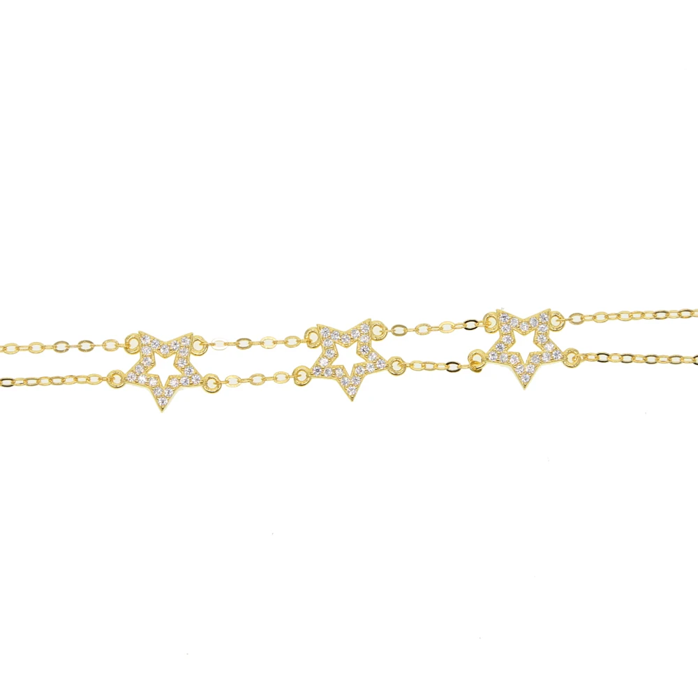 Classic Five-pointed micro pave clear stones charm 925 sterling silver Bracelets For Women New Arrival Charm Bracelets & Bangles