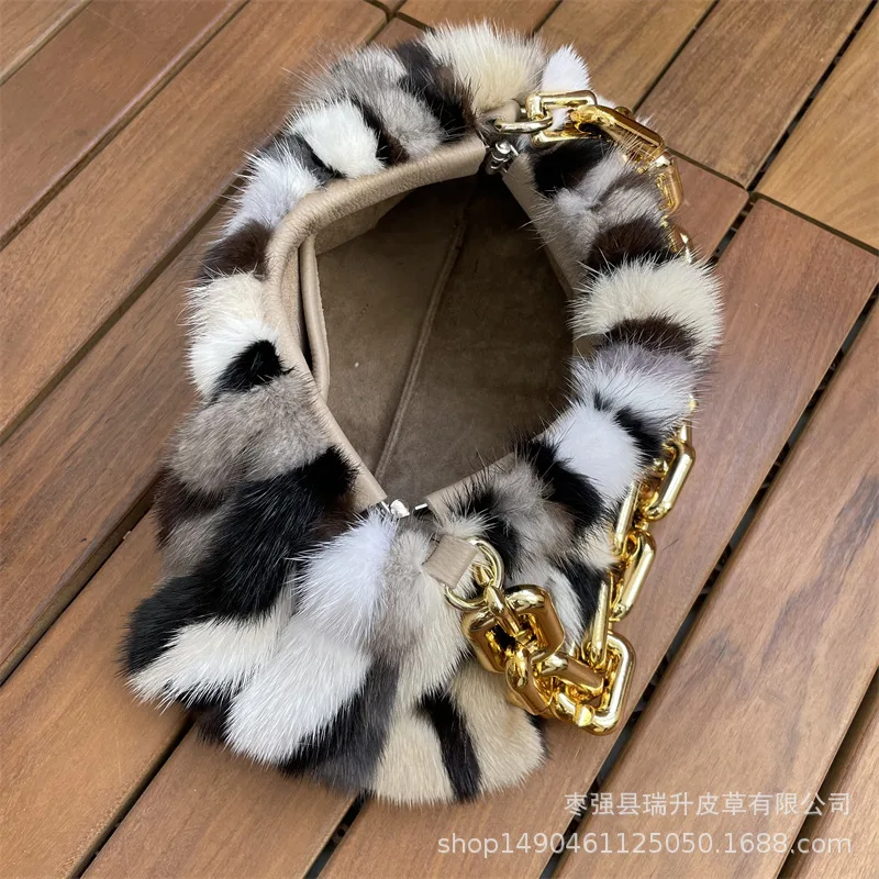 Fashion Winter Real Rabbit Fur Mink fur Bag Women\'s Handbag Luxury Chain Messenger Shoulder Female Tote Bag Evening Party Clutch