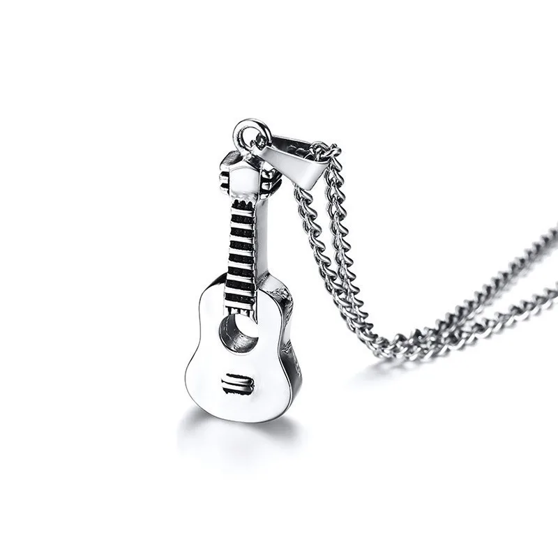 Guitar Pendant Necklace for Men Stainless Steel Ashes Memorial Unisex Jewelry