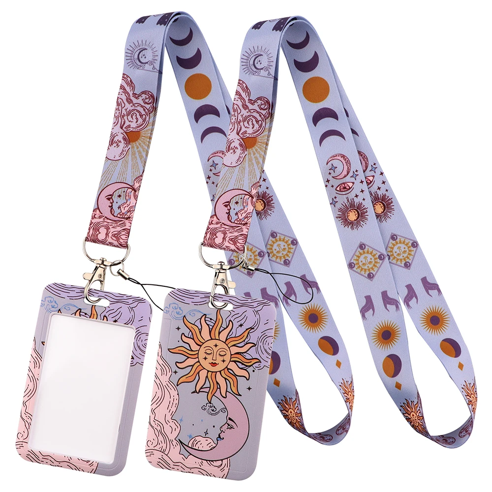 Triple Moon Sun and moon Lanyards Keychain Badge Holder ID Credit Card Pass Hang Rope Lariat Lanyard for Keys Adorn Accessories