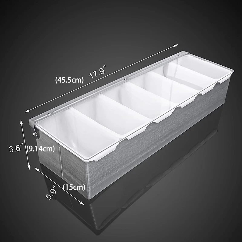 Stainless Steel Condiment Dispenser with 6 Compartments