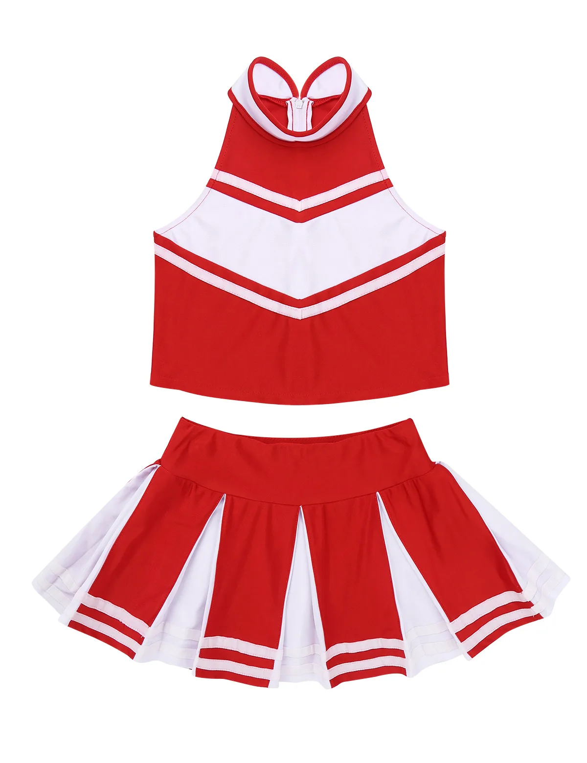 Kids Girls Cheerleading Costumes Outfit Sleeveless Tops With Pleated Skirt Set For School Stage Performance Cosplay Party