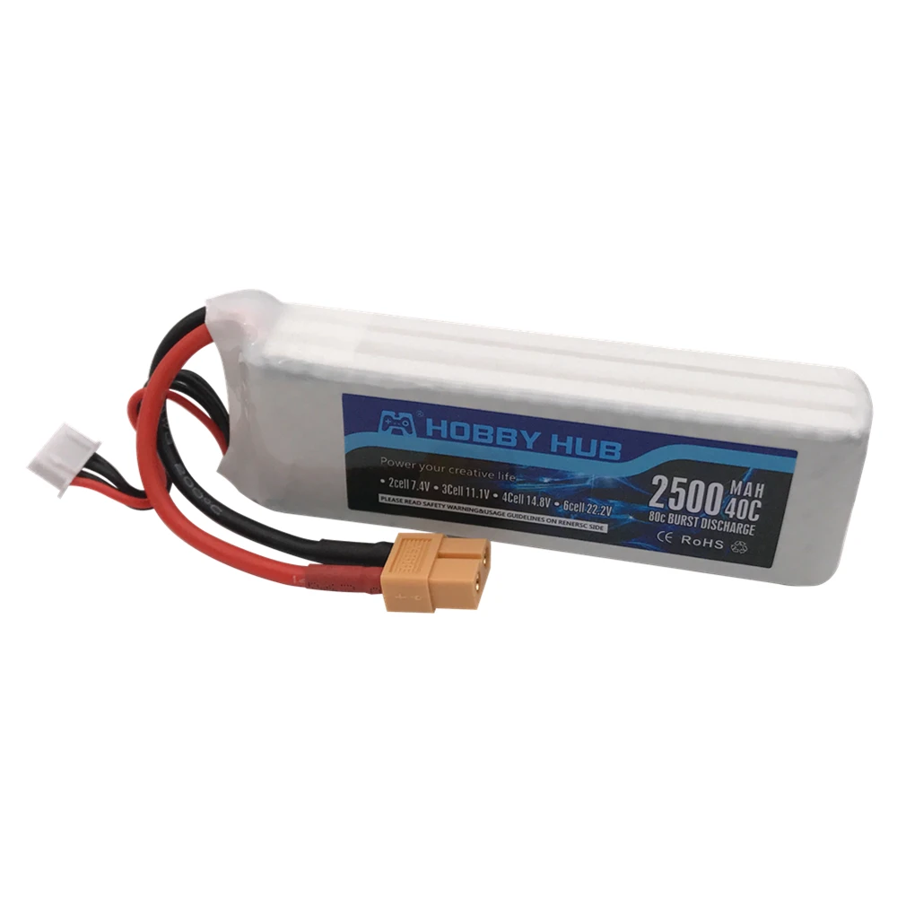 Hobby Hub 11.1v Lipo Battery 11.1V 2500mAh 40C For RC Airplane T-REX 450 X16 X21 X22 Helicopter Part 2500mah 3s Battery