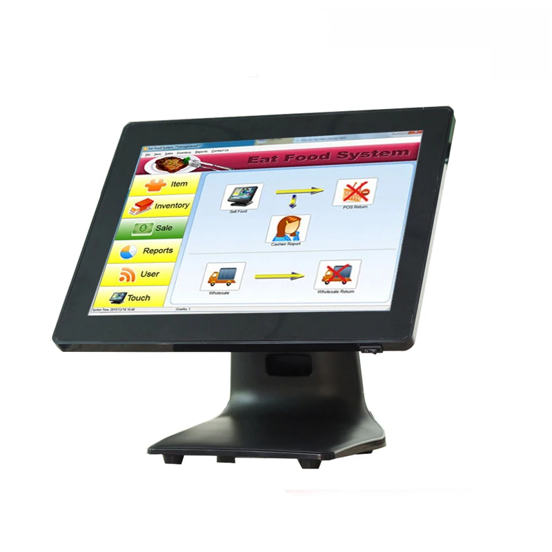 ComPOSxb 15 inch pos processor J1900 ddr3 4gb ssd 64gb touch all in one pc with cash register 80 printer pos