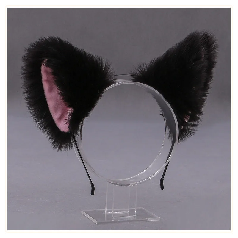 Cute Cat Fox Fur Ear Hair Hoops Night Party Club Cosplay Hairband Fur Headbands Bell Clips Girls Hair Accessories Ear Hair Band