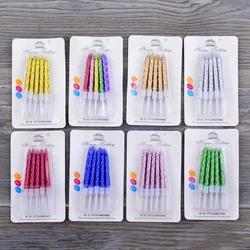 10pcs/set Thread Color Birthday Candles With Stand Cake Candle Party Supplies Wedding Decoration Baby Children Atmosphere