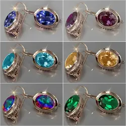 Elegant Red Gemstone Drop Earrings Women'S Fashion Jewelry Temperament Wedding Party Accessories Personality Gold Earrings Gift