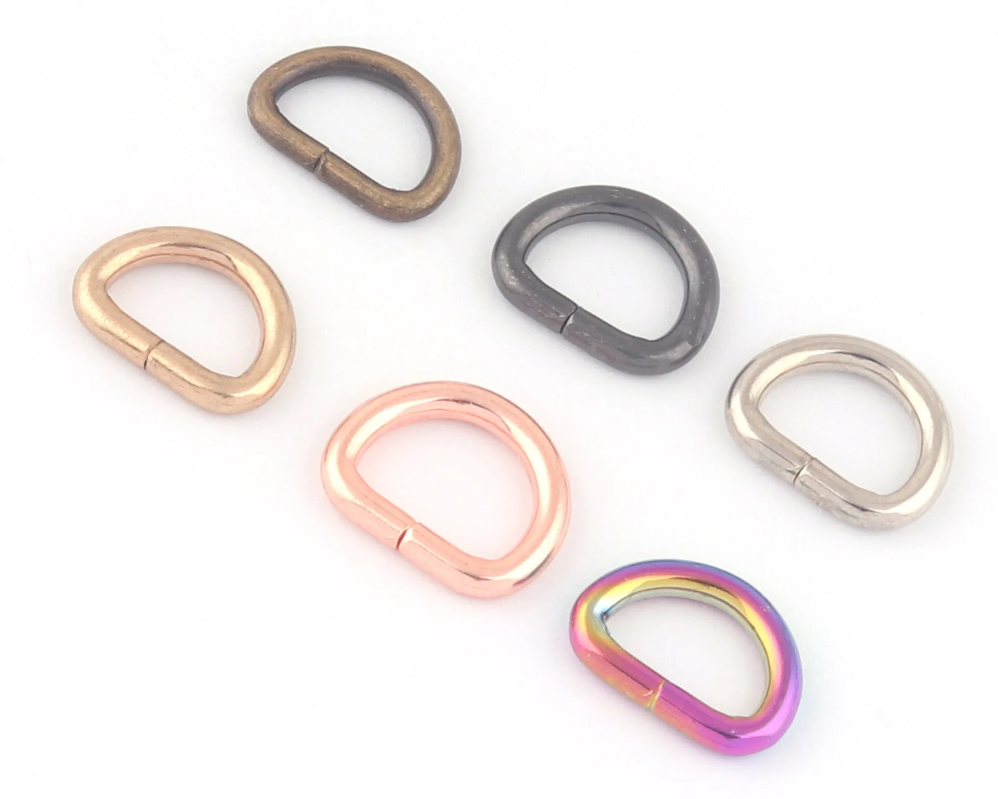 13mm Rainbow Metal Loop Slide Adjuster D Ring,Purse Dog Collar Hardware Strap Clasp Lanyard Webbing Bag Buckle Leather Finding