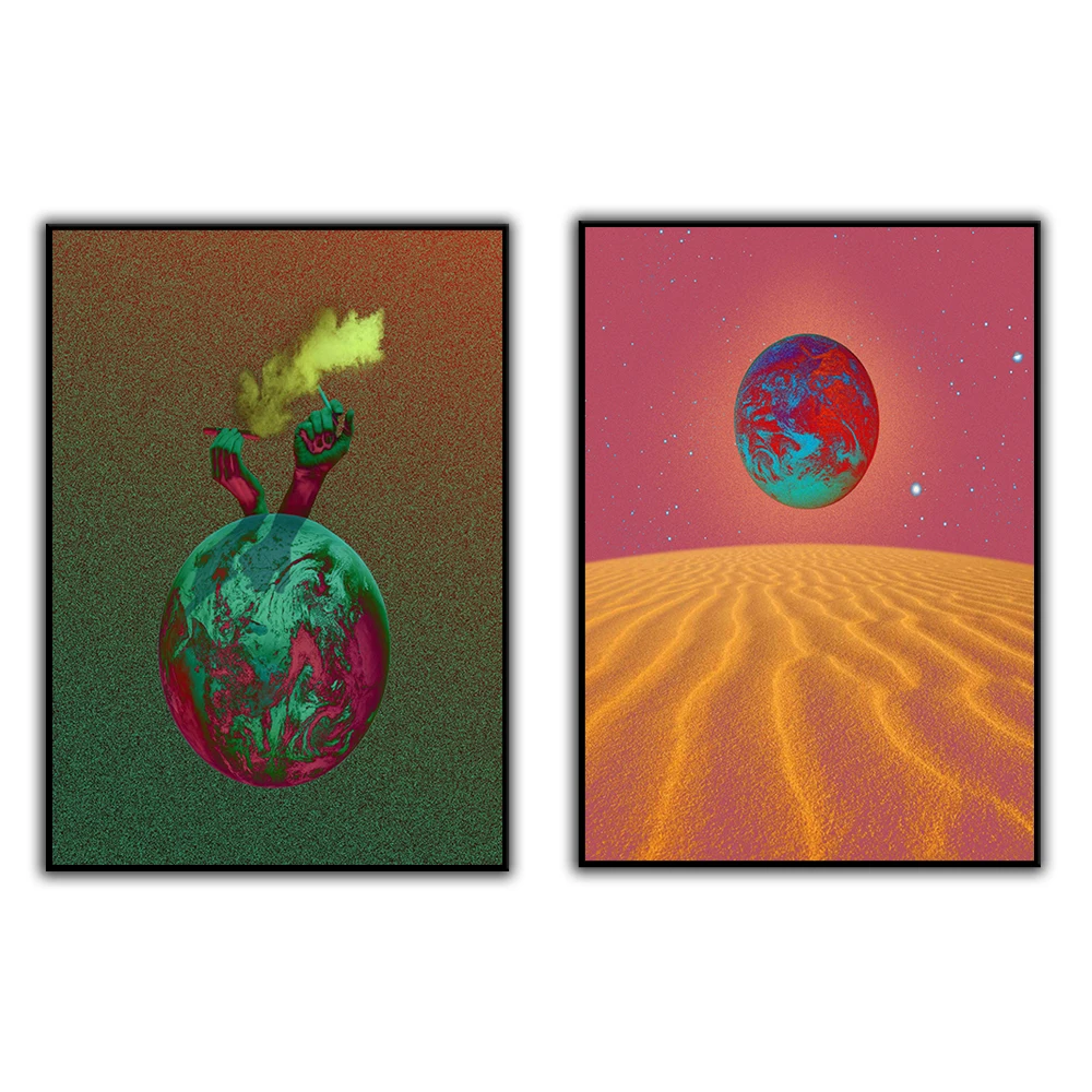 

Abstract Earth Print, Planet Art, Space Poster, Cigarette Inspired, Colorful Illustration, Printable Wall Art, Living Room Decor