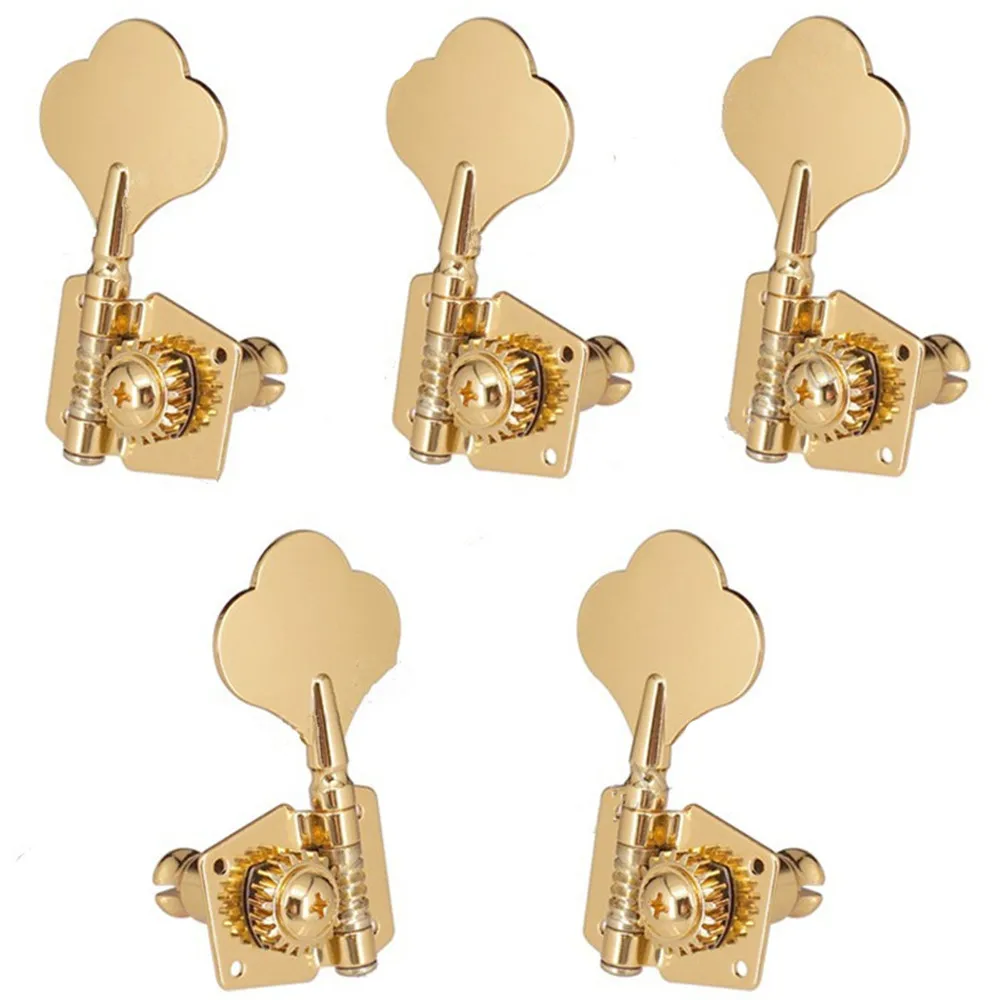 Ein Set mit 5 oder 6 goldenen offenen 5-Saiten-Bassgitarren-Stimmwirbeln, Stimmgeräten, Mechaniken, Musikinstrumentenzubehörteilen – Detail 1