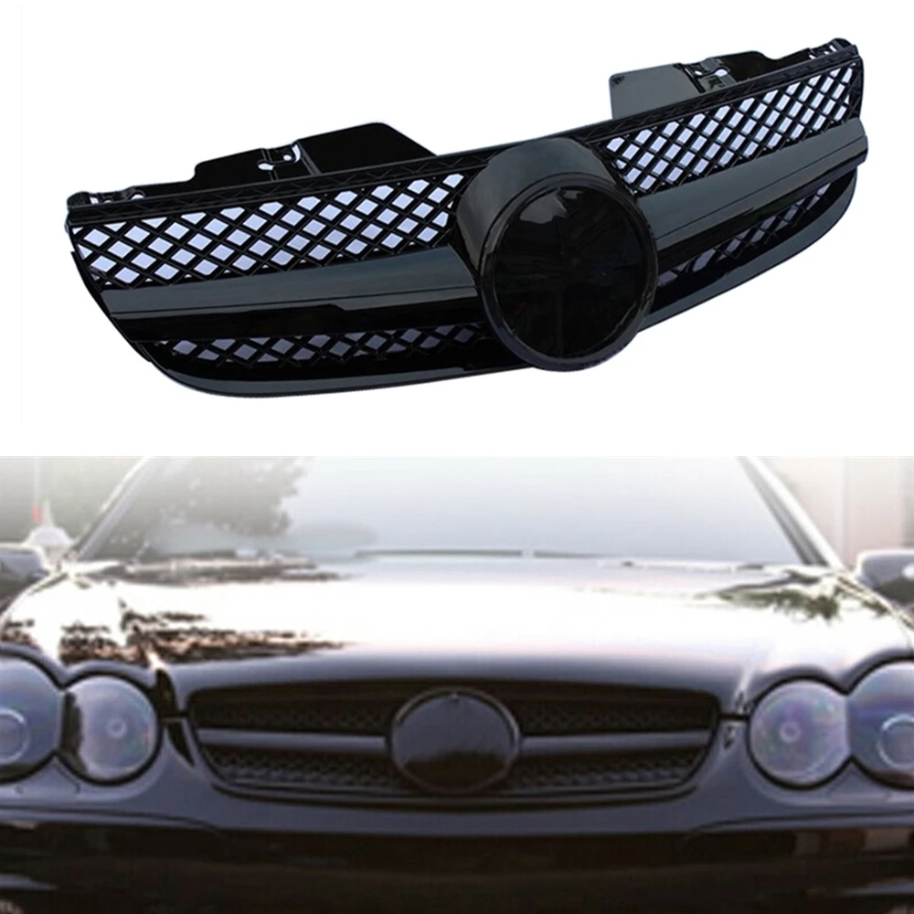 

AMG Style Grill For Mercedes Benz R230 SL Class 2007-2009 SL500 SL550 SL600 Front Grille Black Car Upper Bumper Hood Mesh Grid