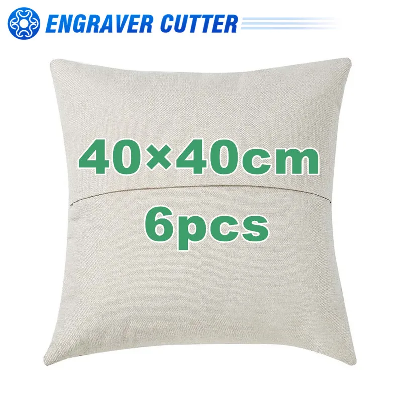 40×40cm Sublimation Blank Linen Pocket Pillow Case Cushion Cover 6pcs