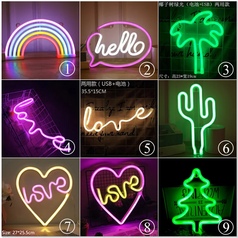 LED Rainbow Neon Sign Cloud Night Light Art Decorative Lights Plastic Wall Lamp For Kids Baby Room Holiday Lighting Xmas Party