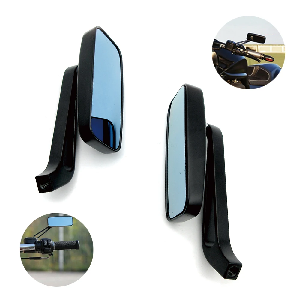 Black/Chrome Retro Motorcycle Side Mirrors Aluminum Alloy Universal 8/10MM Cruiser Chopper Moto Rear View Mirror For Harley Dyna