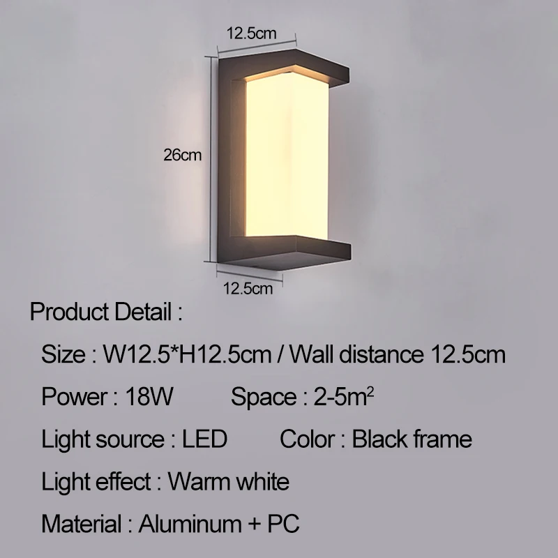 Lámpara LED de pared para Patio, jardín, balcón, candelabro, sala de estar, comedor, dormitorio, pasillo