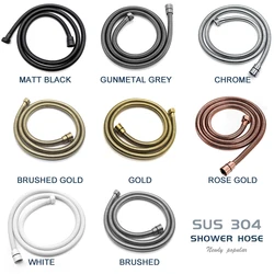 Stainless Steel Shower Hose Bathroom Bidet Plumbling Tube Chrome Black Grey Rose Gold White Grey 1.5M Shower Hose G1/2 Connector