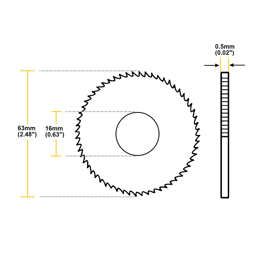 uxcell HSS Saw Blade, 63mm 72 Tooth Circular Cutting Wheel 0.5mm Thick with 16mm Arbor