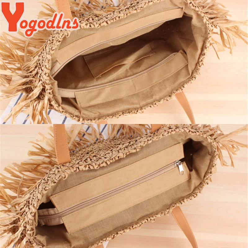 Bohemian Round Tassel Straw Bags Rattan Women Crossbody Bags Wicker Lady Shoulder Bag Small Purses Summer Beach Bags