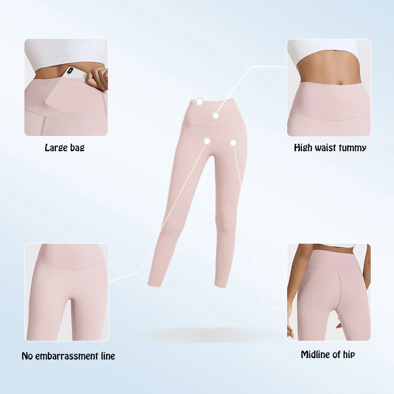 CRUBERA Spring And Summer High Waist Fitness Pants Women\'s Tight-fitting Sports Nude Peach Hip Yoga Pants Leggings