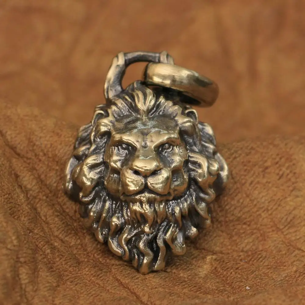 LINSION High Details Brass King of Lion Pendant Mens Biker Punk Pendant BR112 JP
