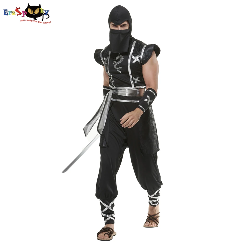 Eraspooky-Disfraz de dragón Ninja para hombre, disfraz de Halloween para adulto, Guerrero Ninja negro, Cosplay, novedad de 2021